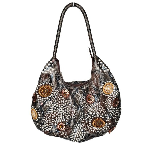 Handbags - Flower Snakeskin Handbag